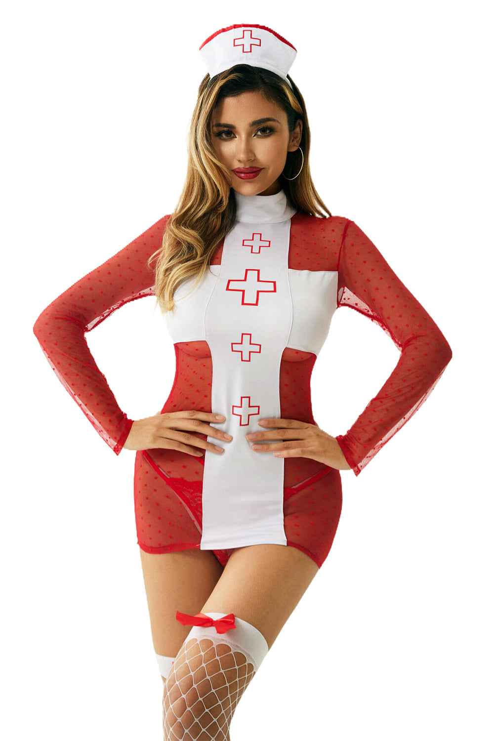 Nurse Lace Dress Uniform Costume for Women