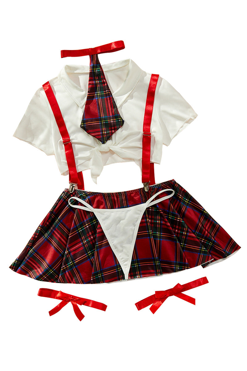 Sexy lingerie plaid school girl uniform temptation roleplay Costume suit