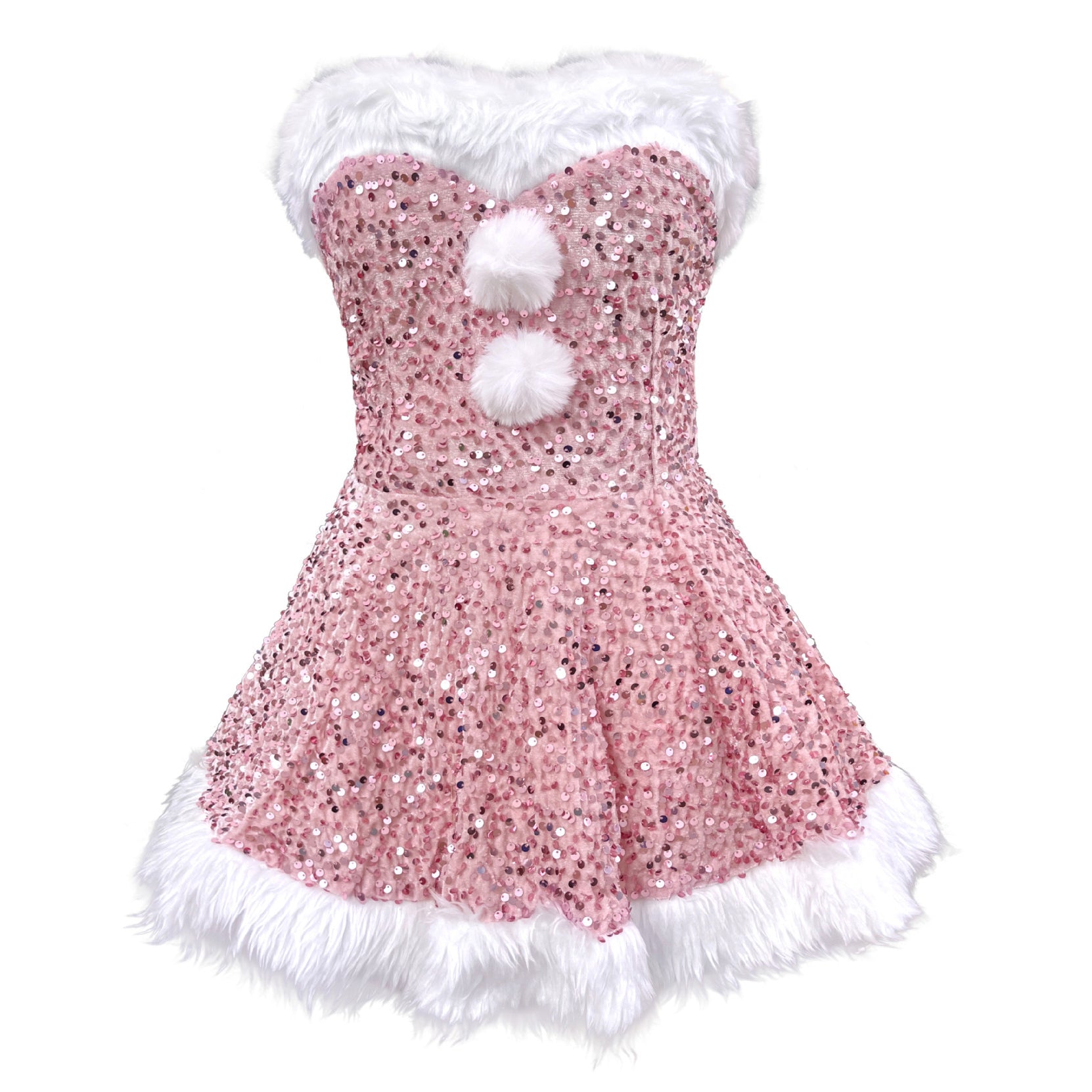 Women Christmas Dress Costume Sequin Santa Cosplay Outfits