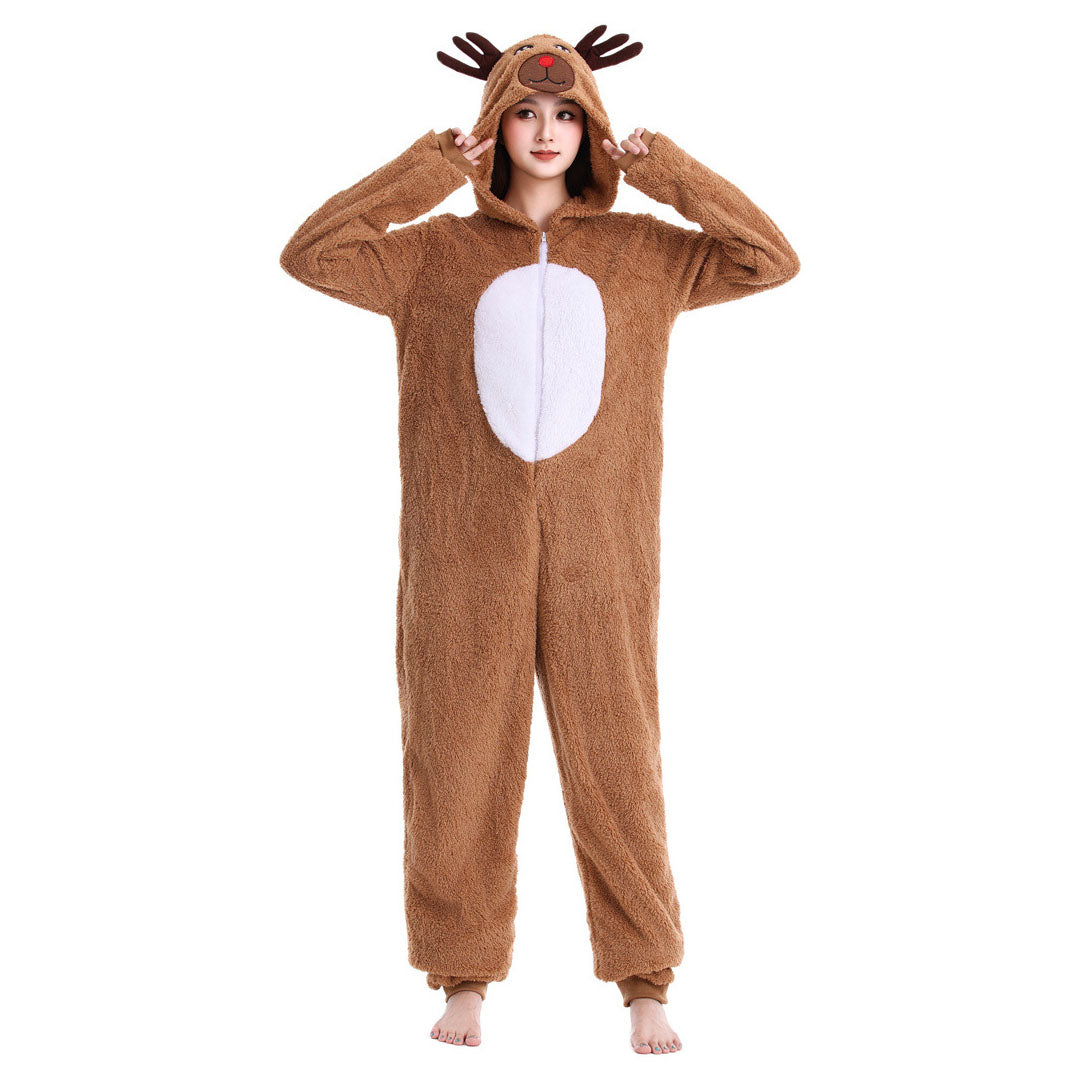 Christmas Onesie Women's Reindeer Cosplay Costume Jumpsuit Carnival Xmas Outfits