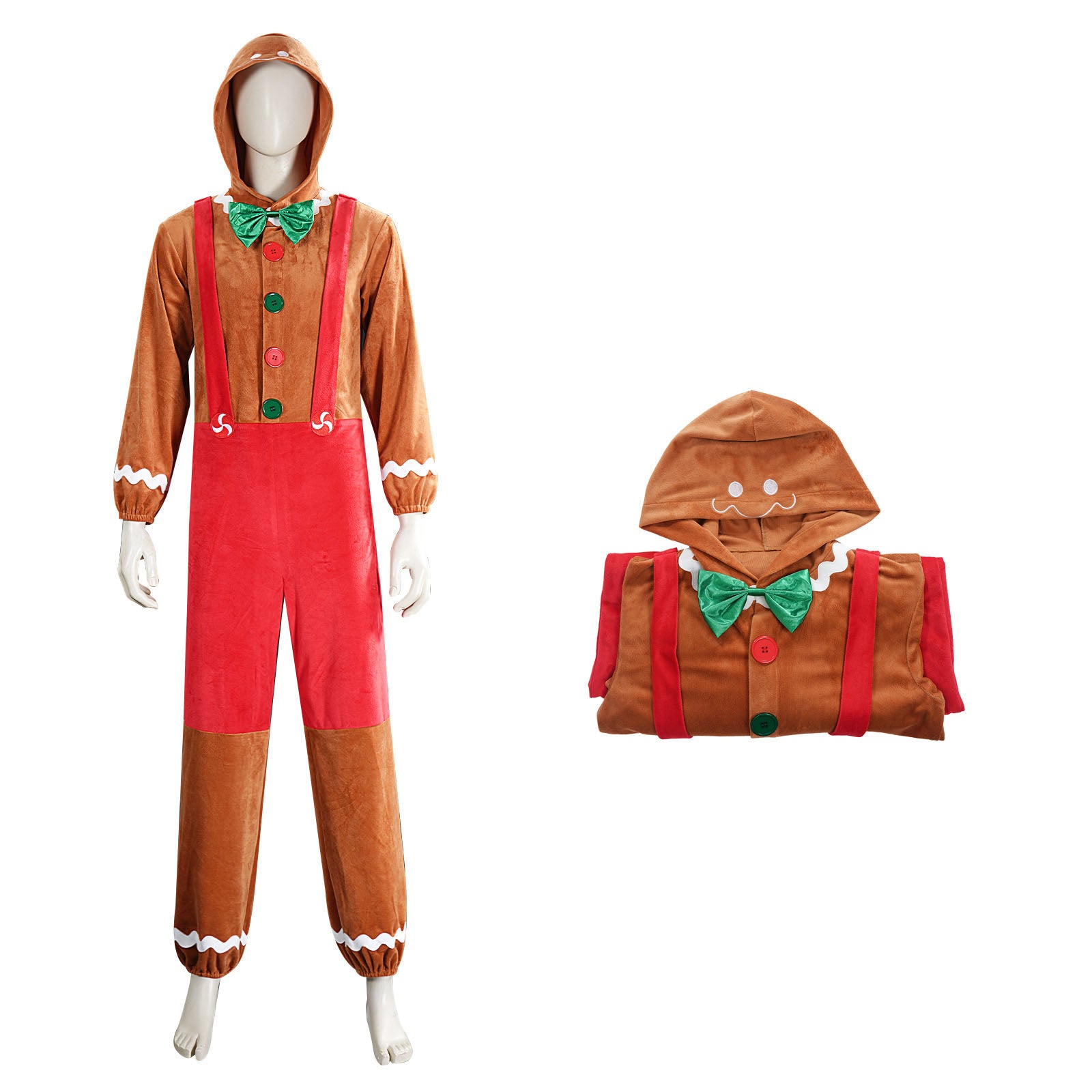 Christmas Adult Gingerbread Man Jumpsuit Costume Cosplay Xmas Outfit
