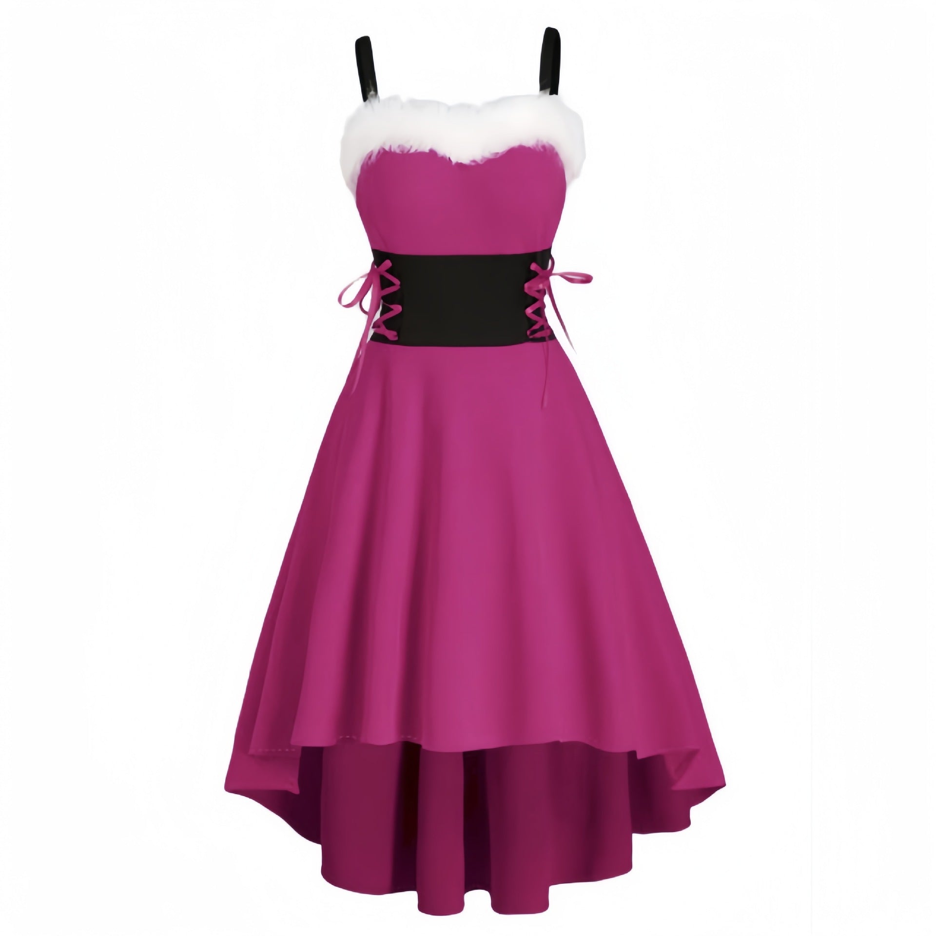 Womens Asymmetric Sleeveless Red Midi Merry Christmas Dress Costumes