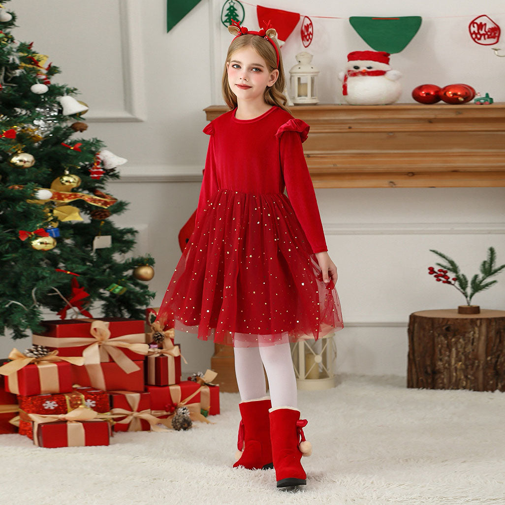 Girls Sweater Dress Autumn And Winter New Bow Christmas Costumes
