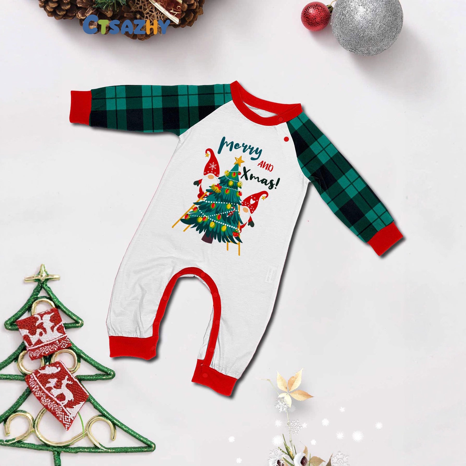 Christmas tree print Contrasting colors Family Matching Pajamas Sets - Ciclove