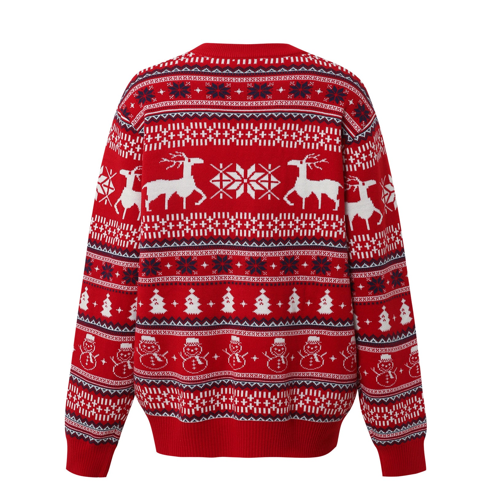 ugly women christmas Claus Elk jacquard round neck sweater - Ciclove