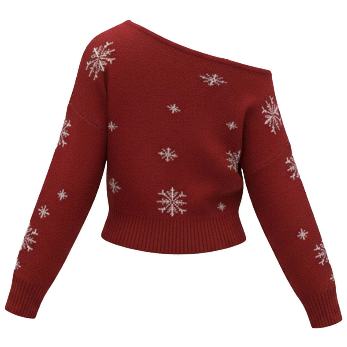 Ugly Christmas Sweaters Snowflake Asymmetrical Shoulder Pullover - Ciclove