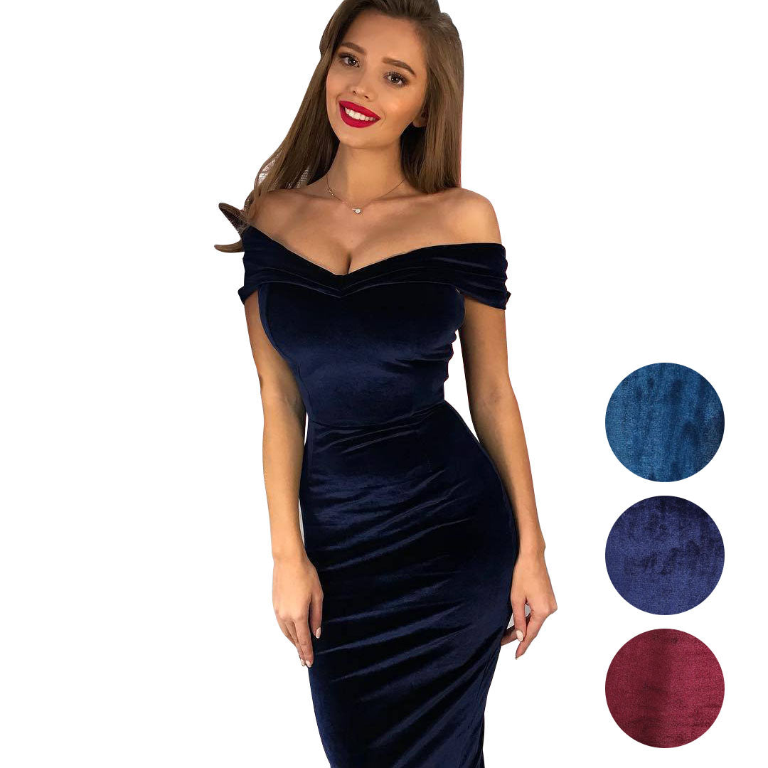 Christmas Wine Red 1960s Velvet Bodycon Vintage Dress - Ciclove