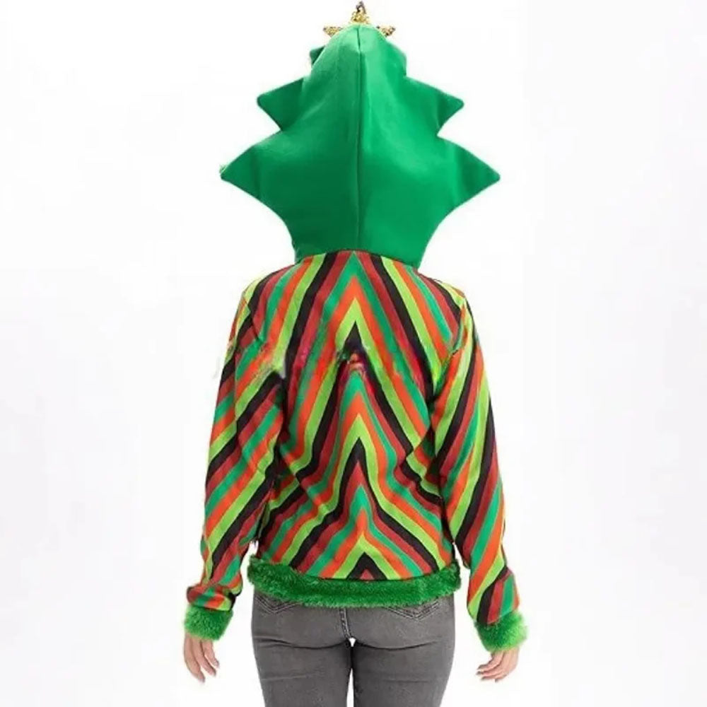 1970s Colorful Ugly Christmas Sweaters Tree 3D Embellished Hoodie - Ciclove