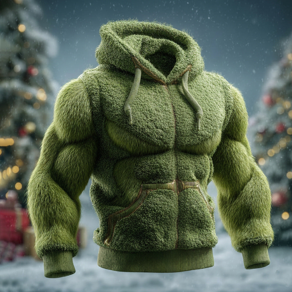 Men's The Hulk 3D Digital Printing Simulated Muscle Lines Design Flannel Sweatshirt - Ciclove