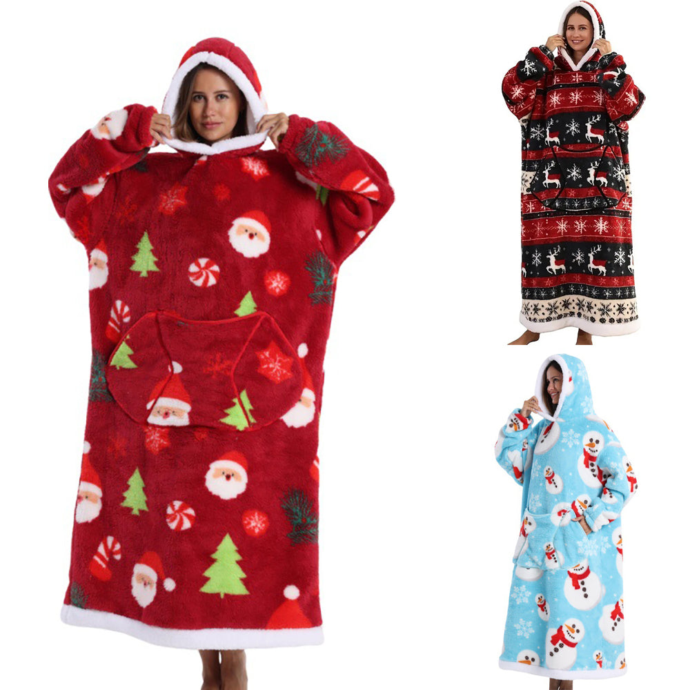Christmas Santa Wearable Blanket Hoodie Lougewear - Ciclove