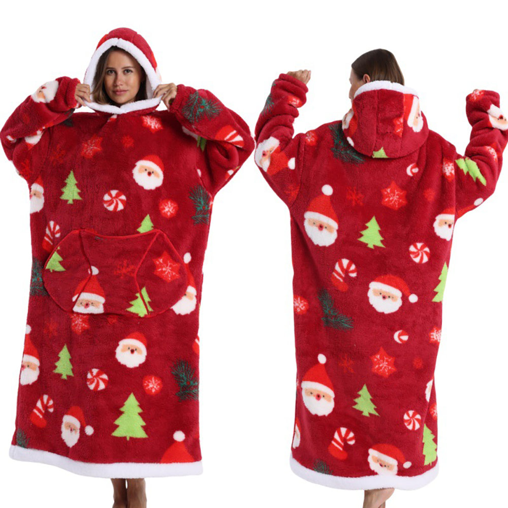 Christmas Santa Wearable Blanket Hoodie Lougewear - Ciclove