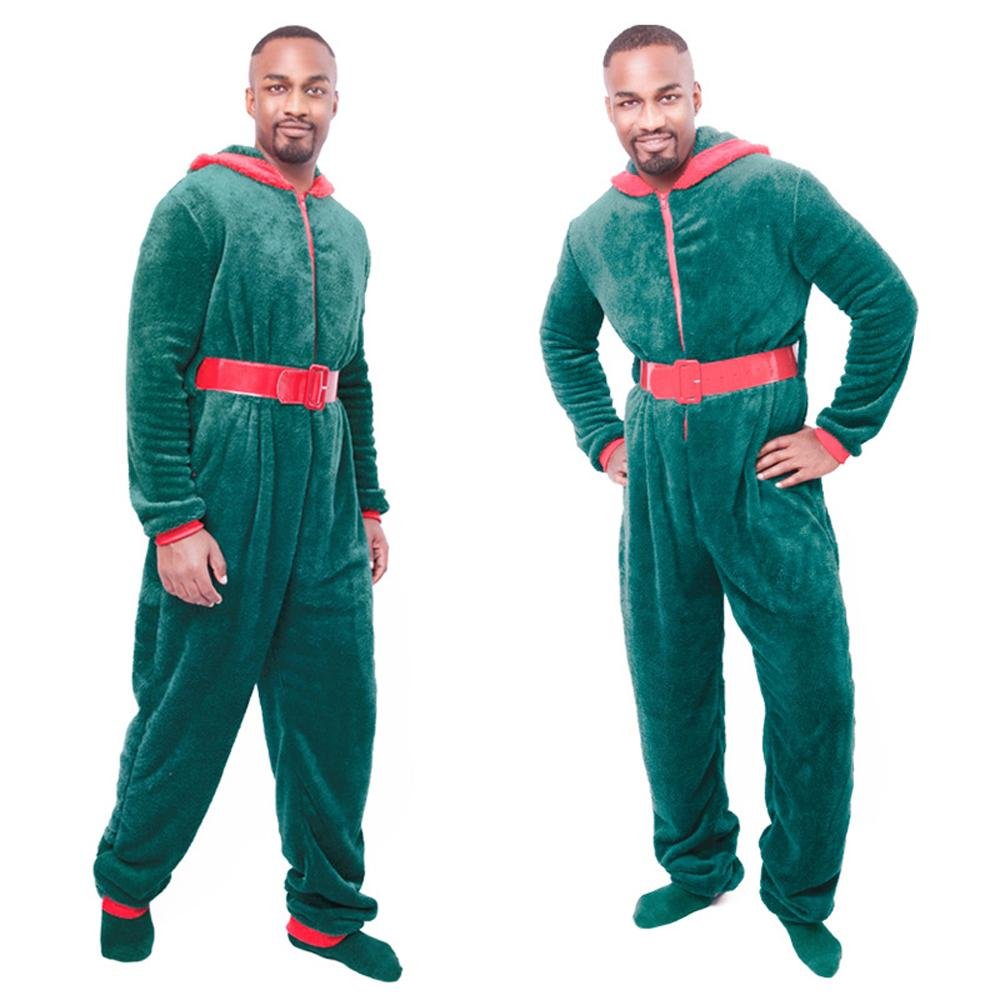 BuyChristmas Green Red Santa Claus elk unisex casual jumpsuit Now Cheaper With 3 - 5 Days Ship - PajamasBuy