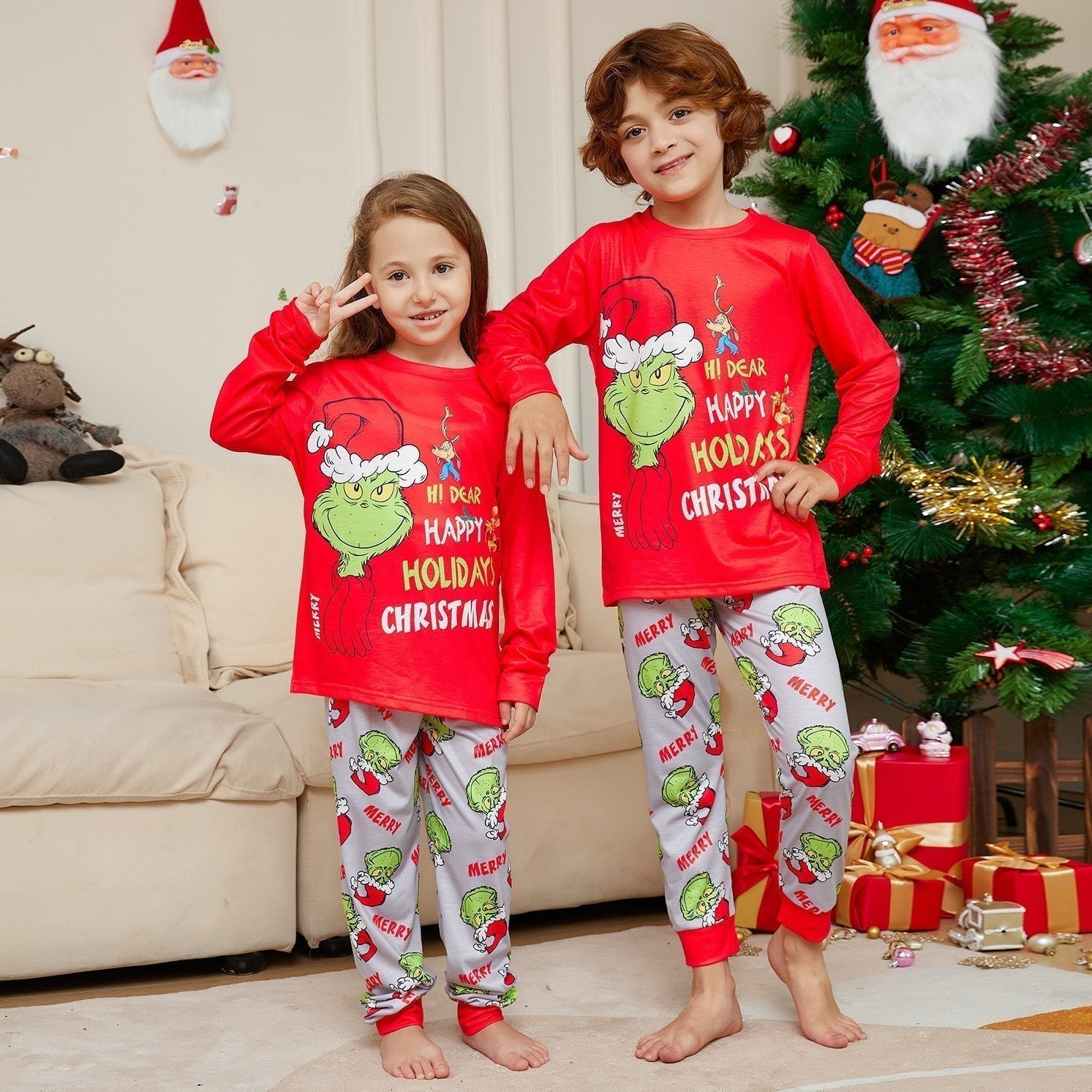 BuyGreen Monster Letter Print Christmas Family Couples Matching Pajamas Party Sets Now Cheaper With 3 - 5 Days Ship - PajamasBuy