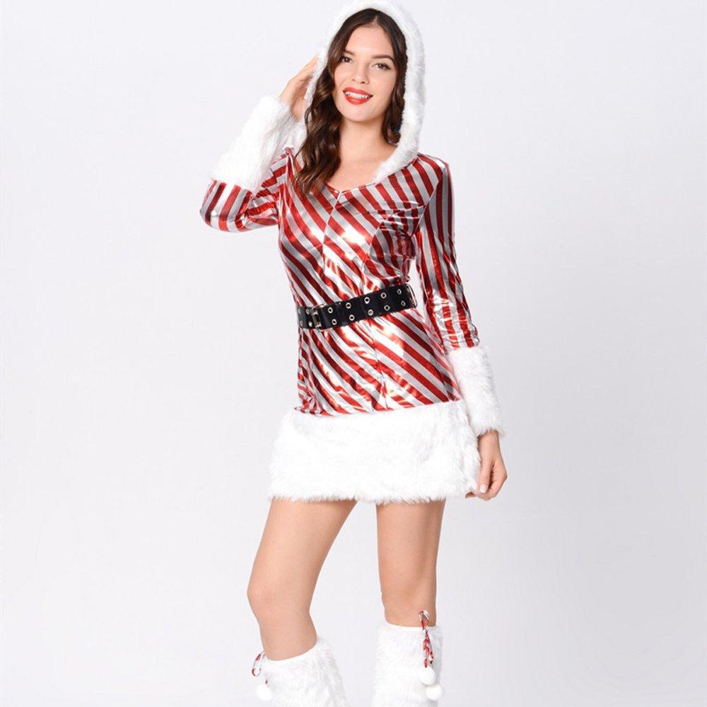 Christmas Costumes Red and White Striped Christmas Snowman Party Skirt Suit