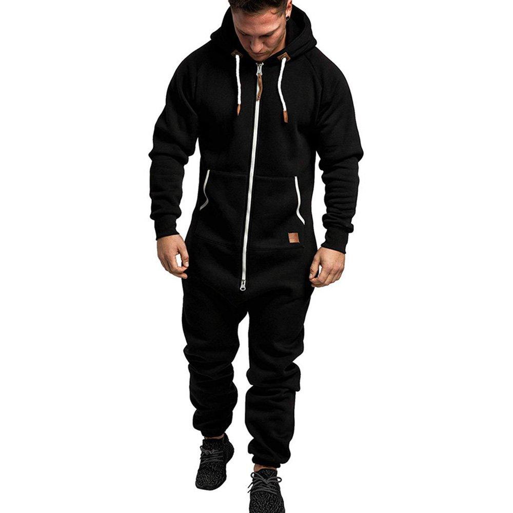 Mens Christmas Hooded Zip jumpsuits onesies One Piece Overalls Tracksuit with Pockets