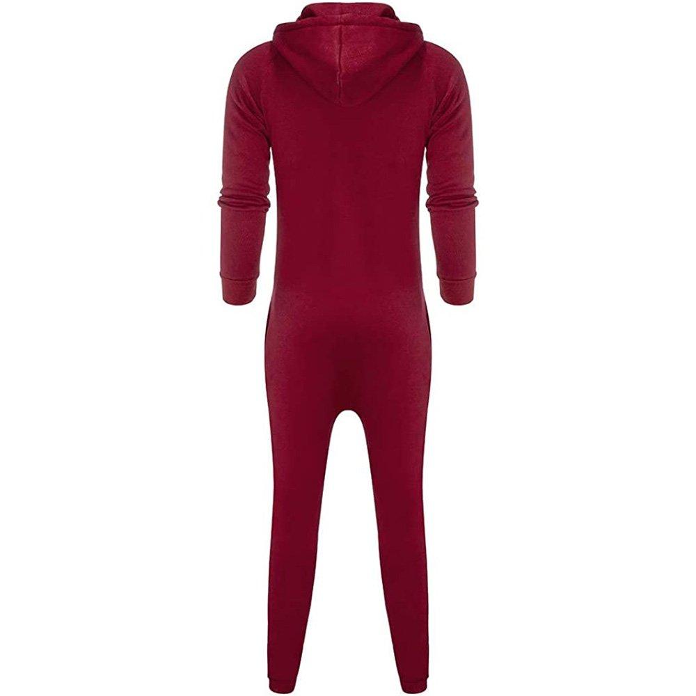 Mens Christmas Hooded Zip jumpsuits onesies One Piece Overalls Tracksuit with Pockets