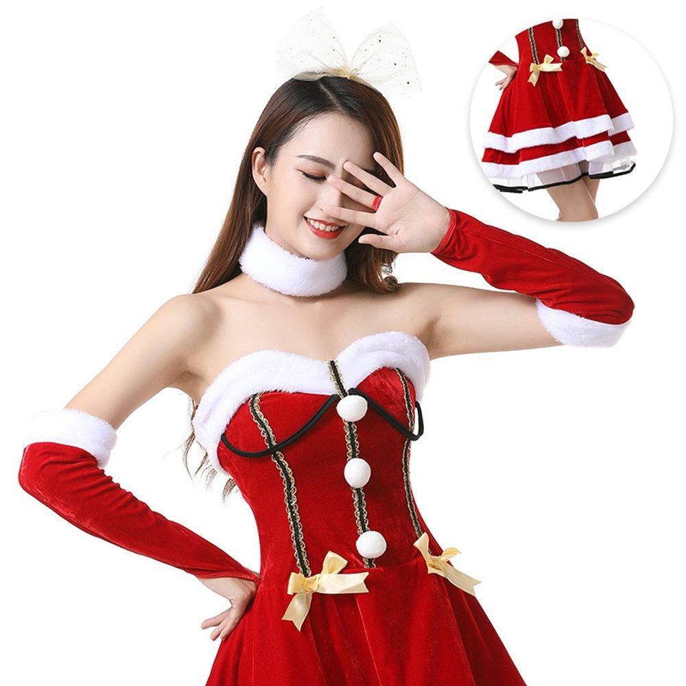 Christmas Costumes Sexy Santa Dress Suit for Adult Female