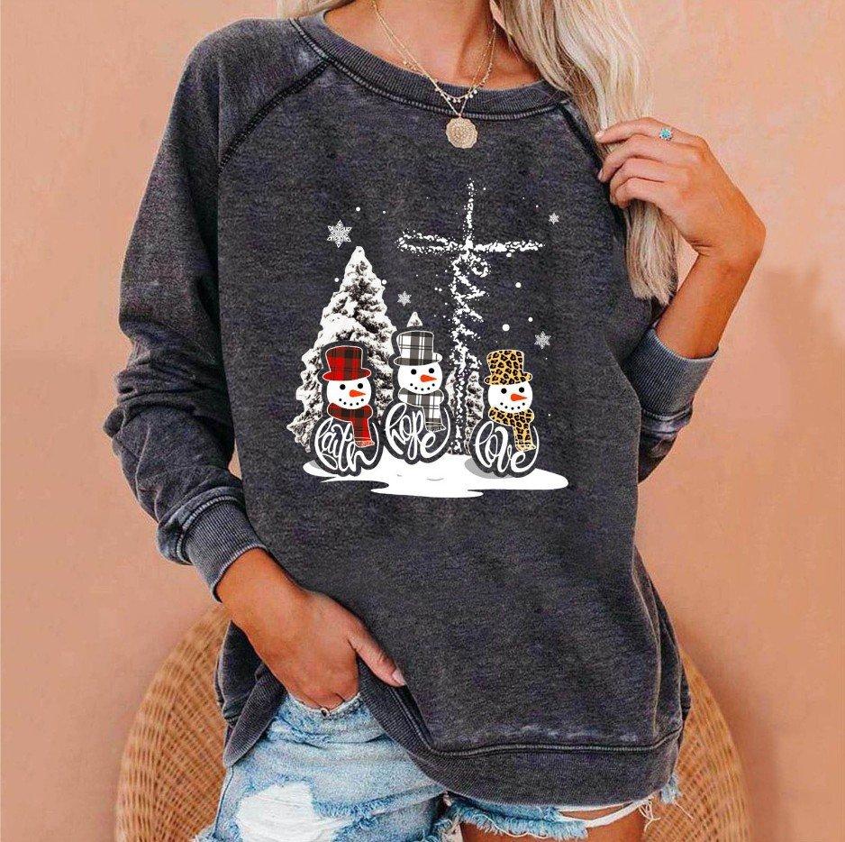 Christmas Round Neck Sweater Printing Truck Gift Women Christmas Sweatshirt
