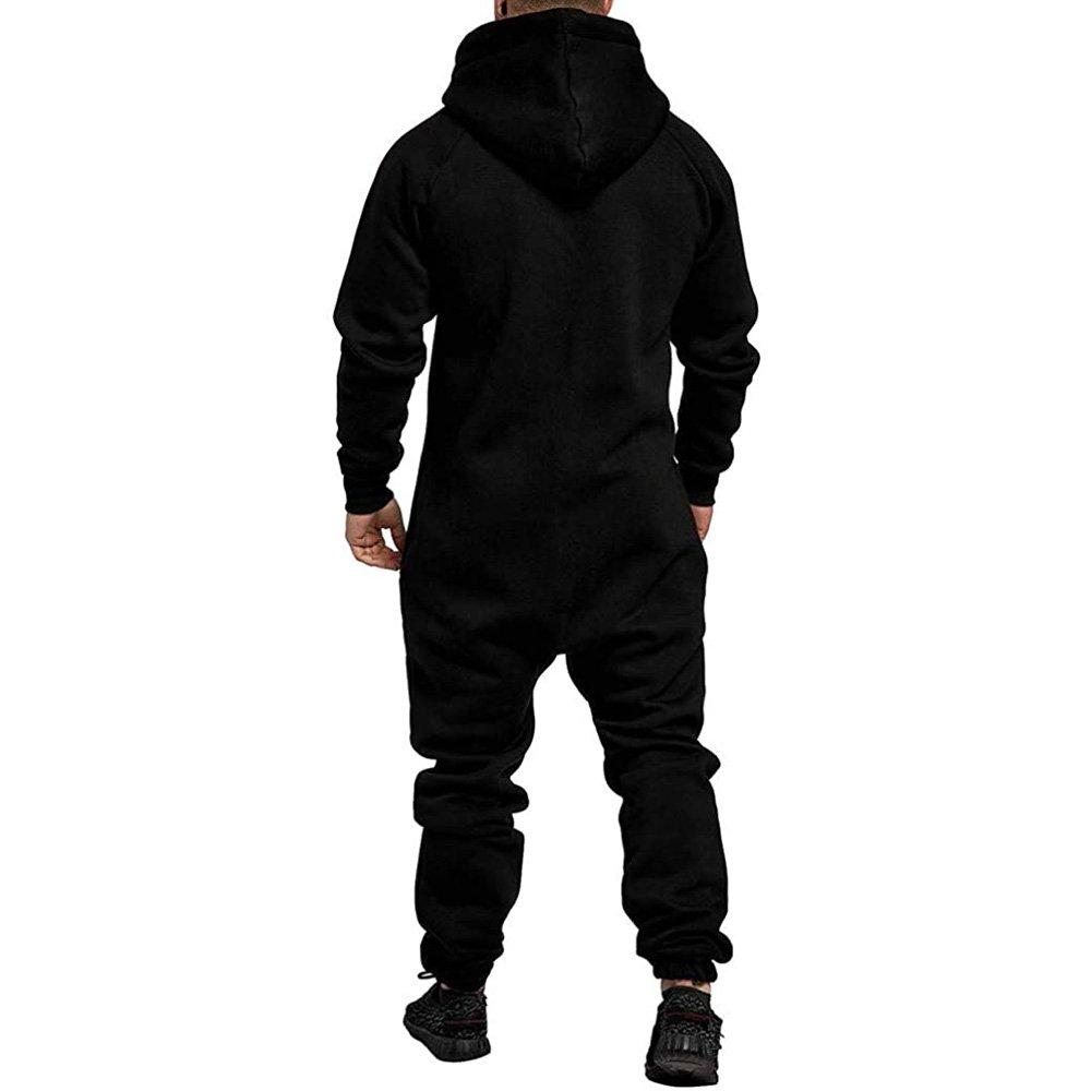 Mens Christmas Hooded Zip jumpsuits onesies One Piece Overalls Tracksuit with Pockets