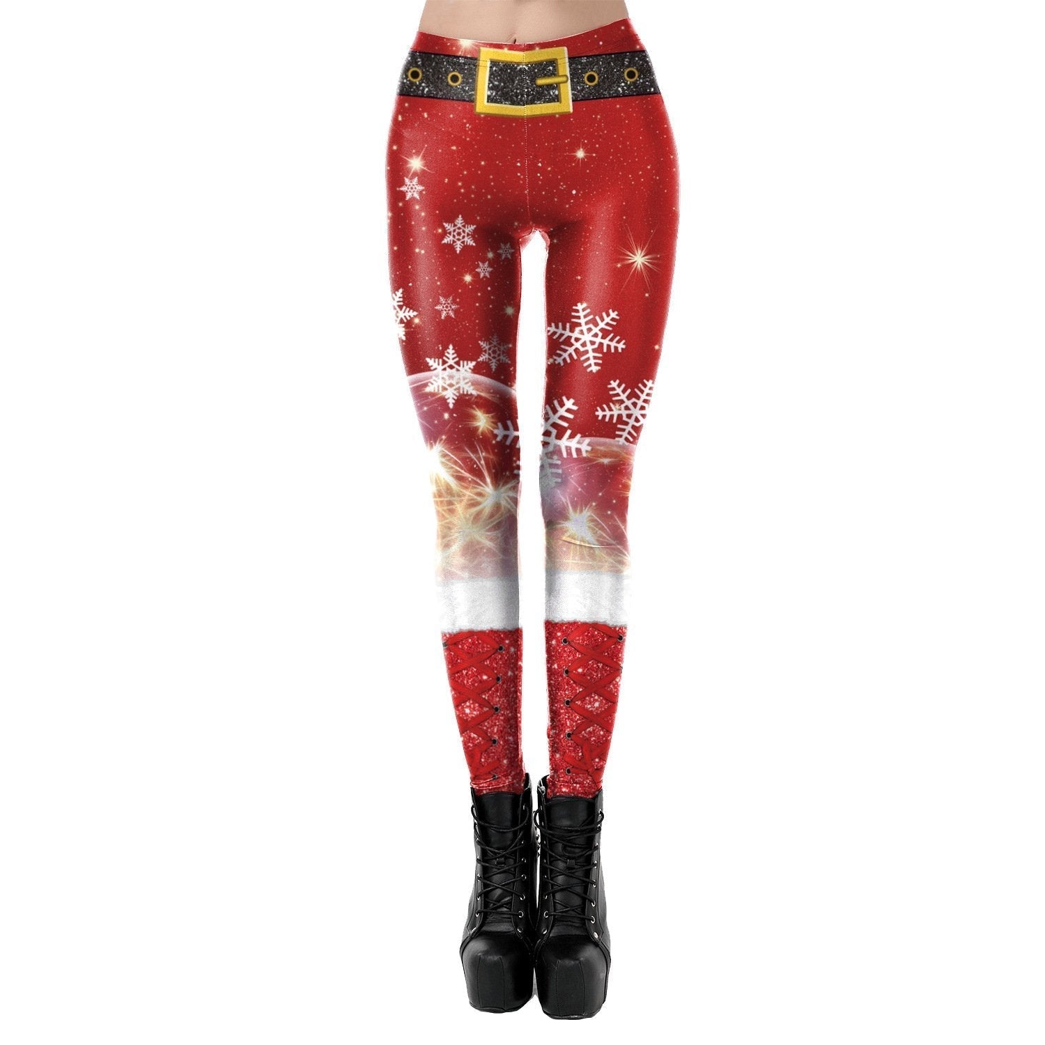 Christmas Women's Print Personalized Lace Stretch Leggings