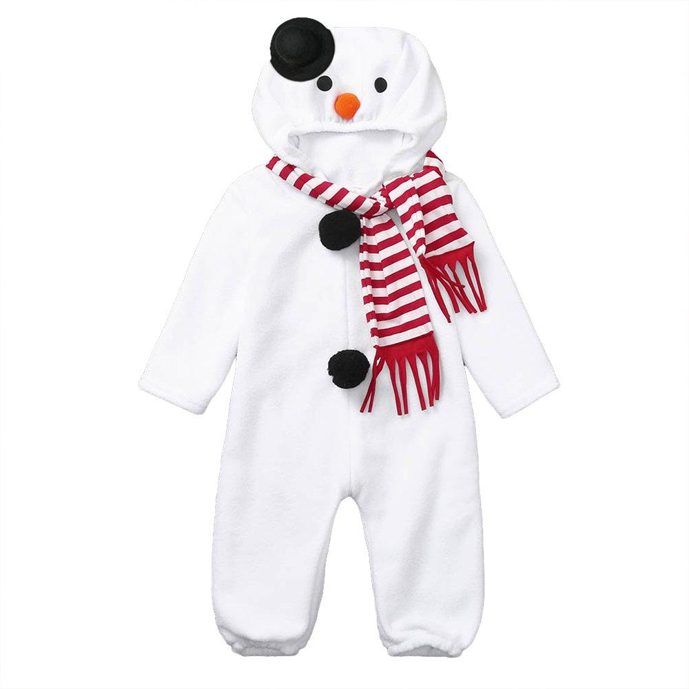 Christmas Children's Snowman Hooded Jumpsuit + Scarf Set