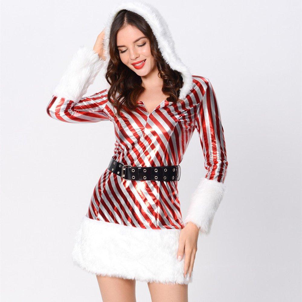 Christmas Costumes Red and White Striped Christmas Snowman Party Skirt Suit