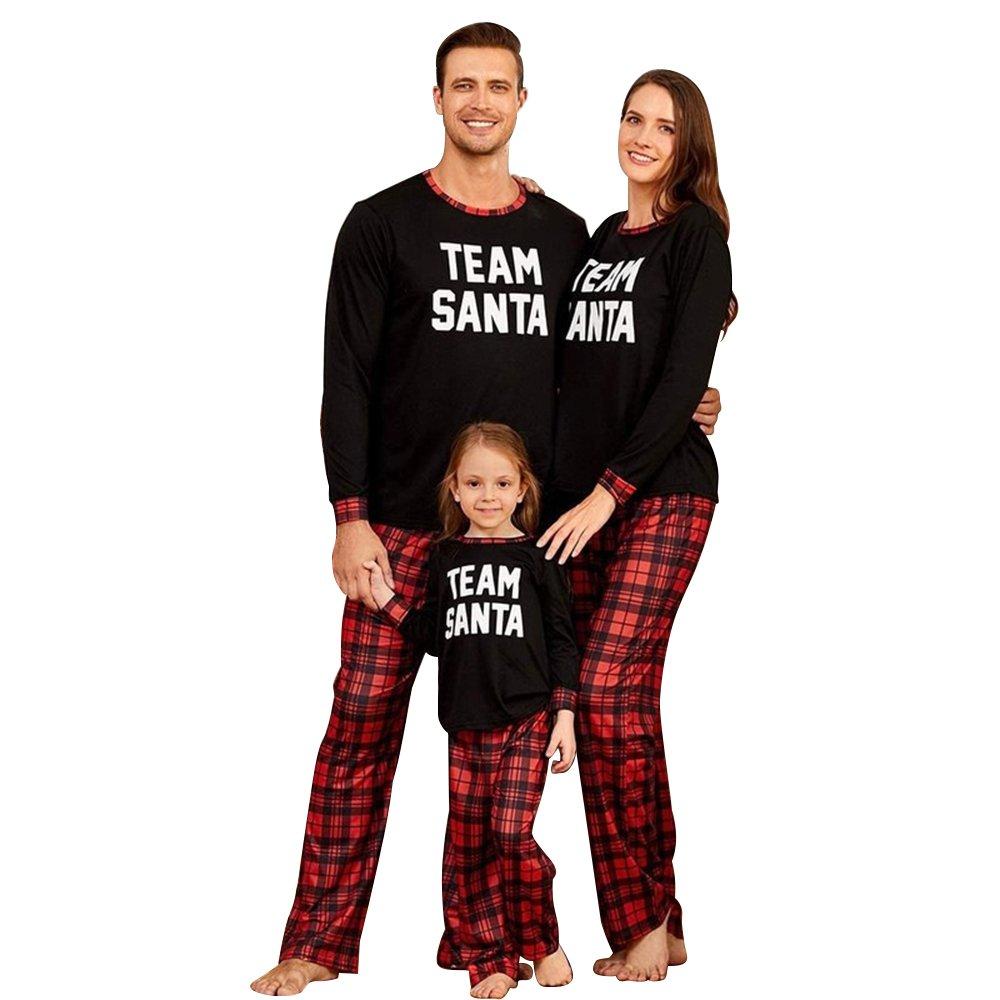 Christmas Family Matching Pajamas Suit Lattice Letter Printing Sleepwear