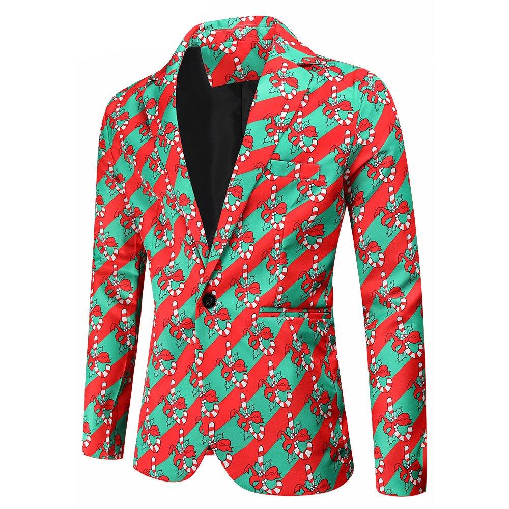 Christmas Men's Blazer Suit Red and Green Printed Suit Trousers Vest Suit