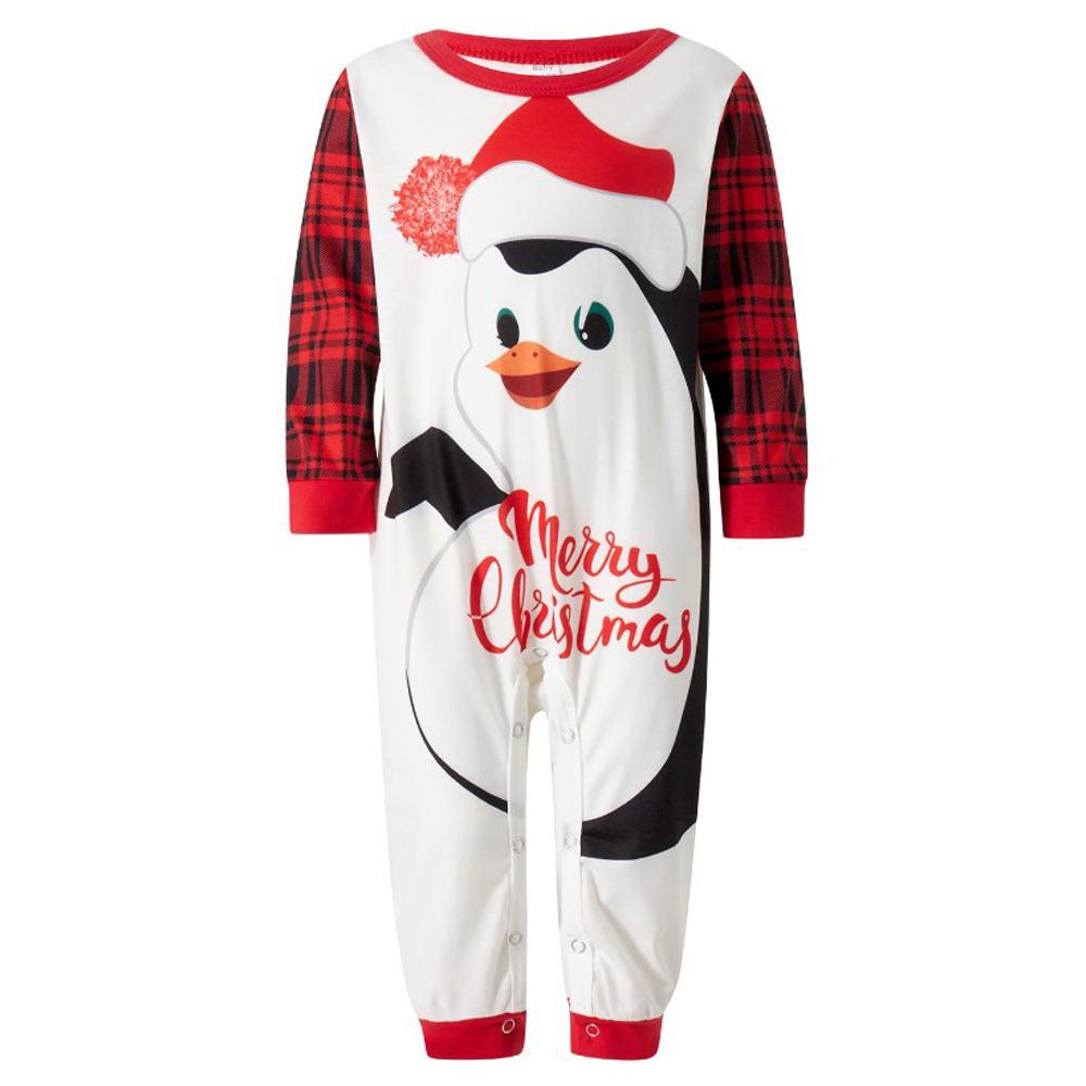 Penguin Print Plaid Christmas Family Couples Matching Pajamas Party Sets - ciclove
