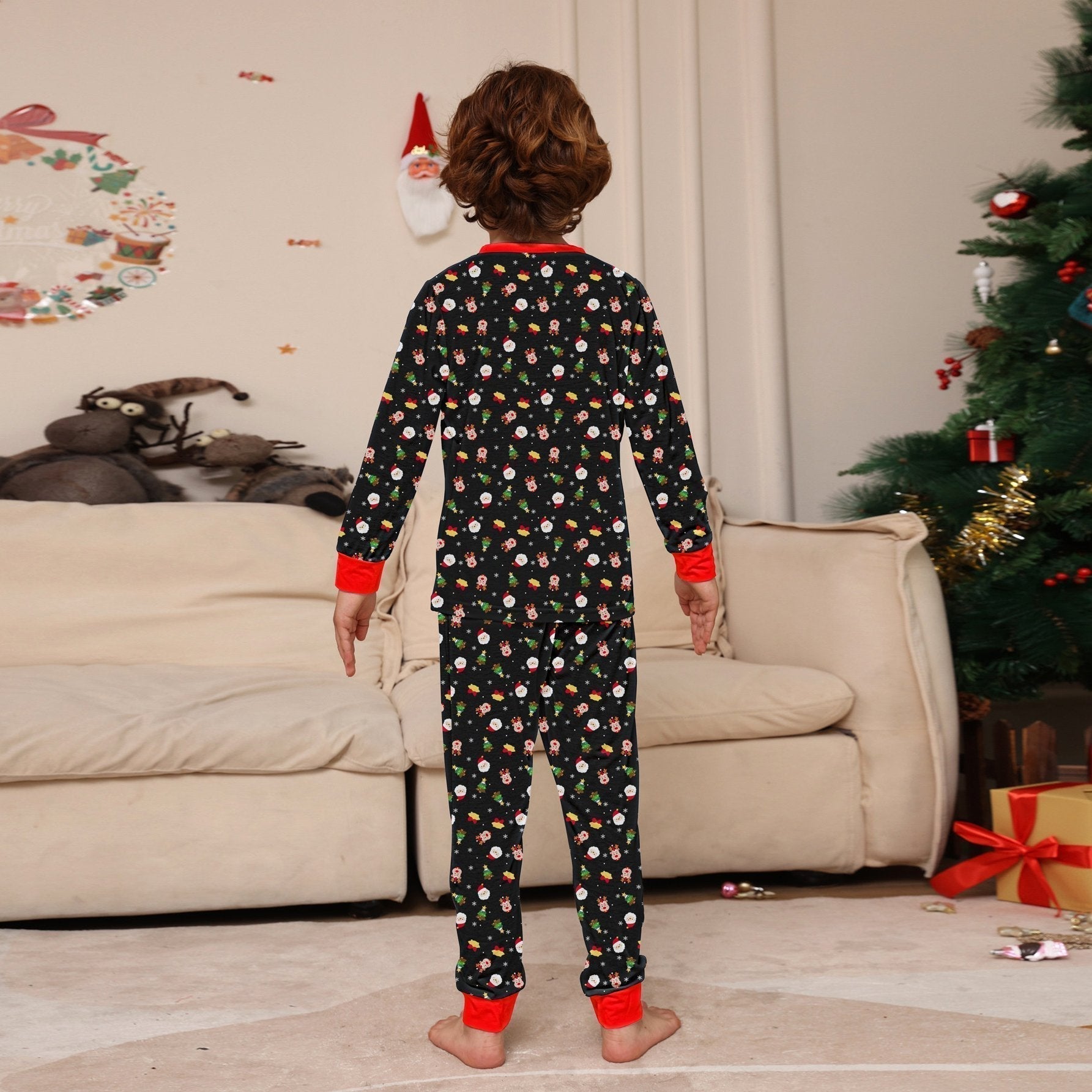 All-over Floral Print Long Sleeves Christmas Family Couples Matching Pajamas Party Sets - ciclove