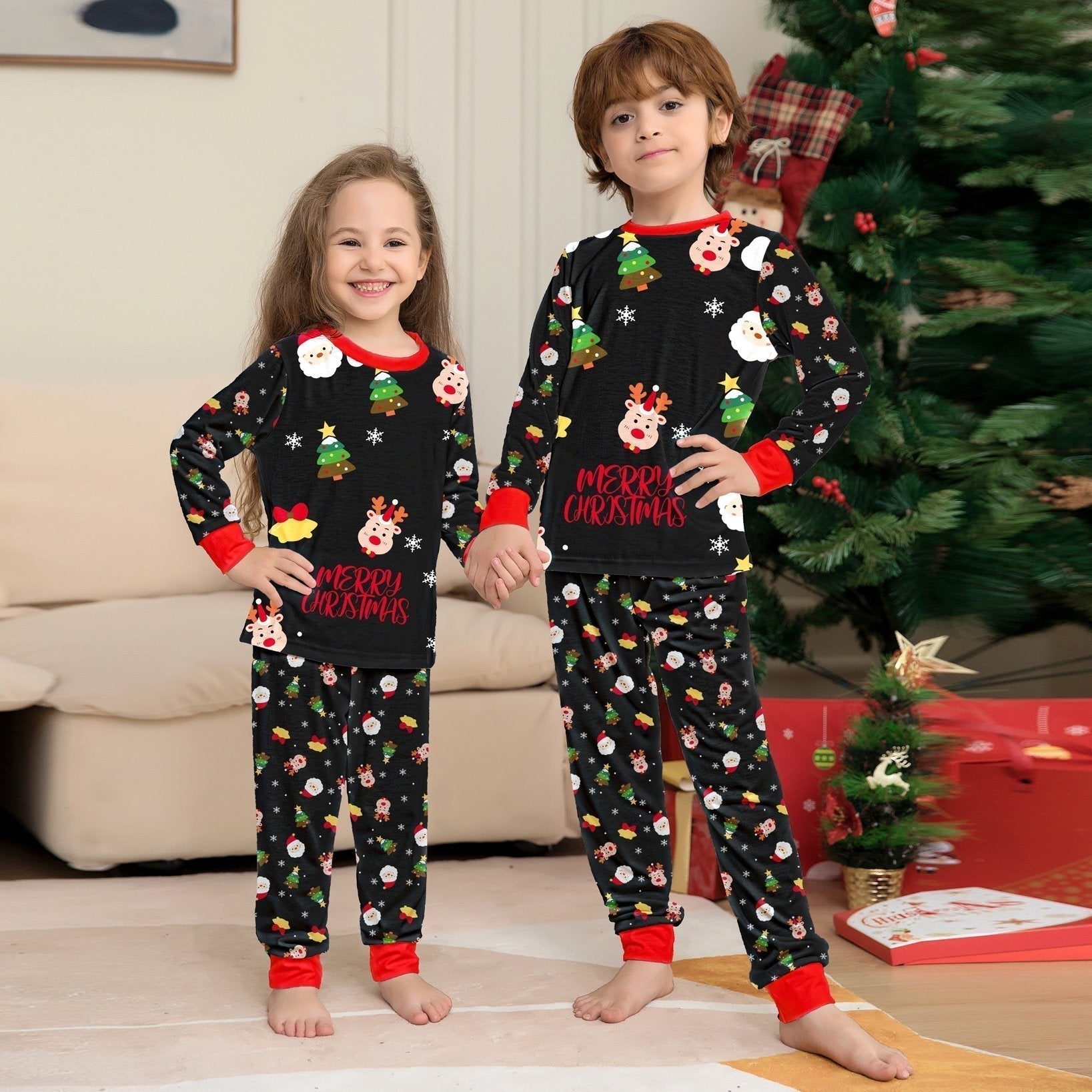 All-over Floral Print Long Sleeves Christmas Family Couples Matching Pajamas Party Sets - ciclove