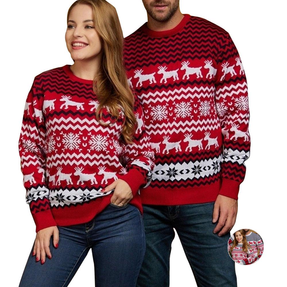 ugly women men christmas small snowflake Couple Sweater - ciclove