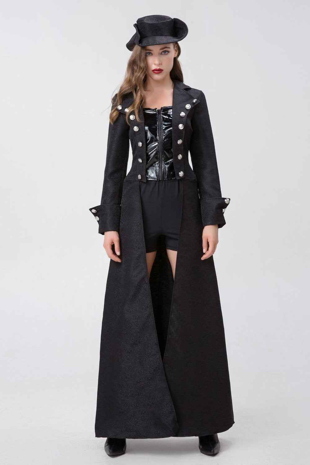 Retro Captivating Women Pirate Costume Medieval Steampunk Zip-Up Coat