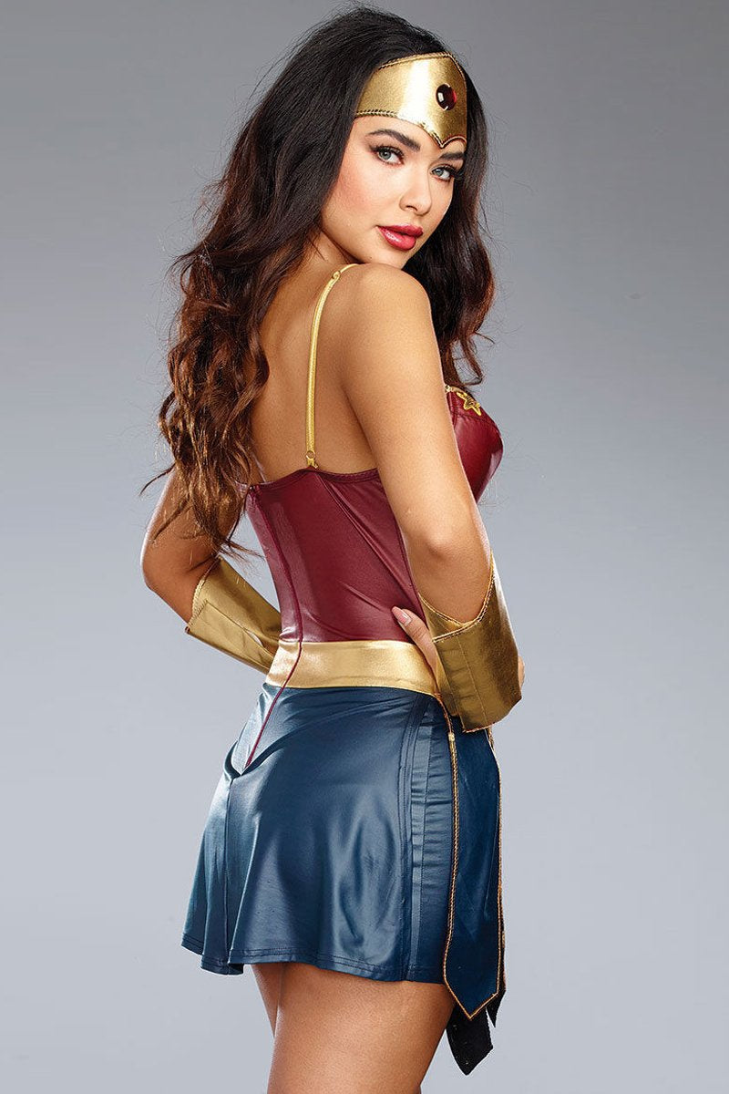 Deluxe Adults Ladies Wonder Woman Fancy Dress Halloween Superhero Costume