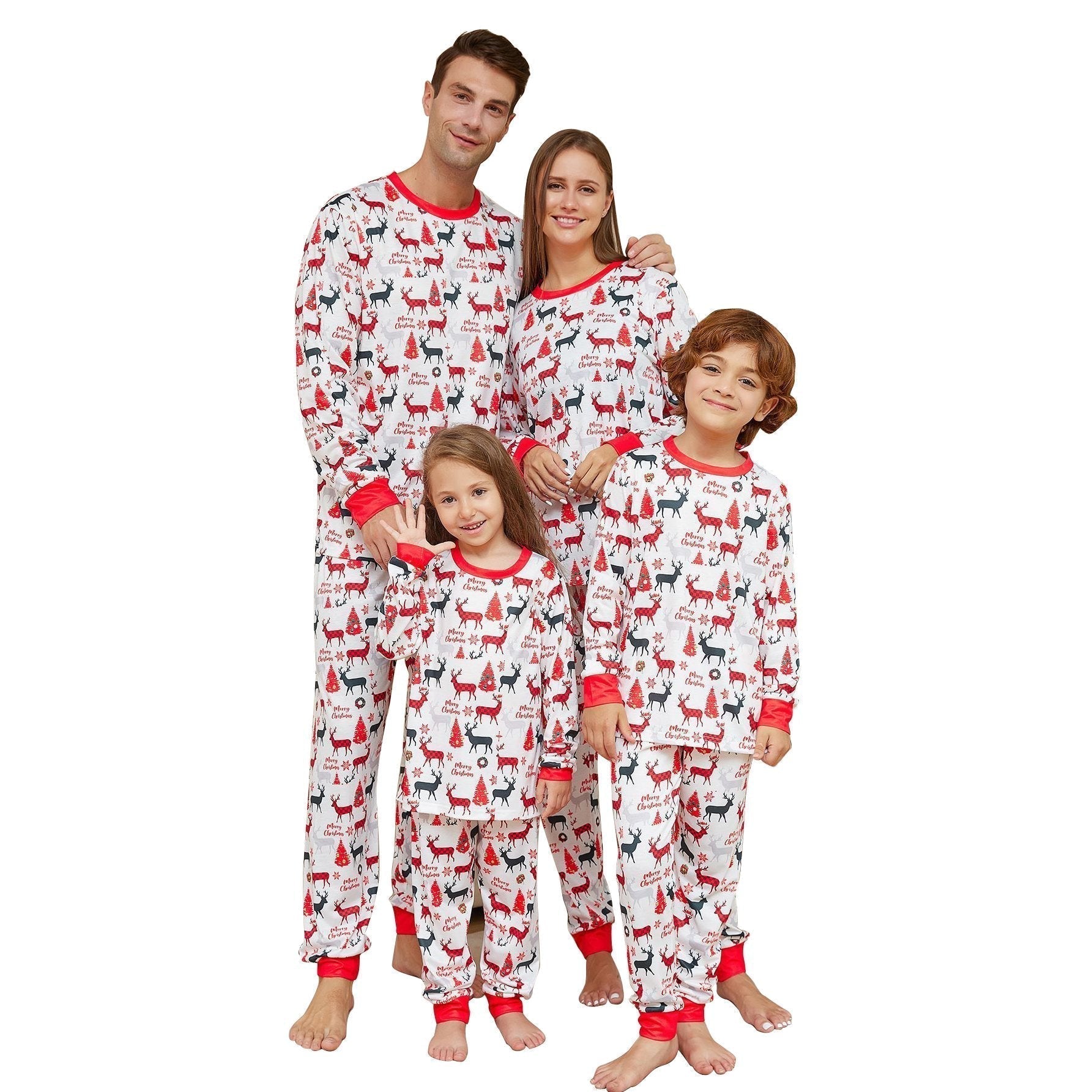Christmas Antler Print Plaid Family Couples Matching Pajamas Party Sets - ciclove