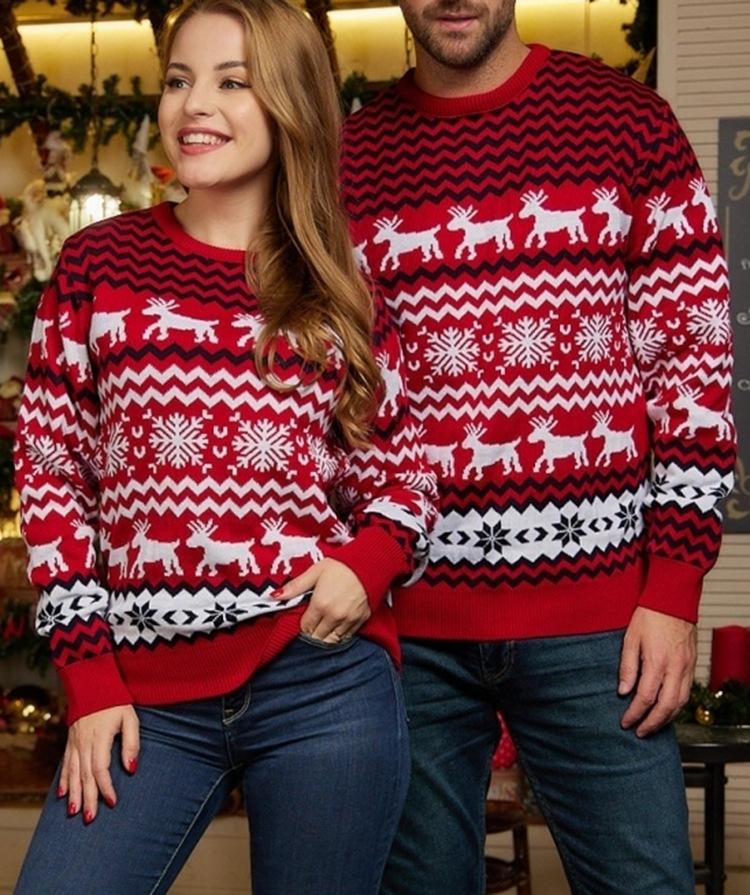 ugly women men christmas small snowflake Couple Sweater - ciclove