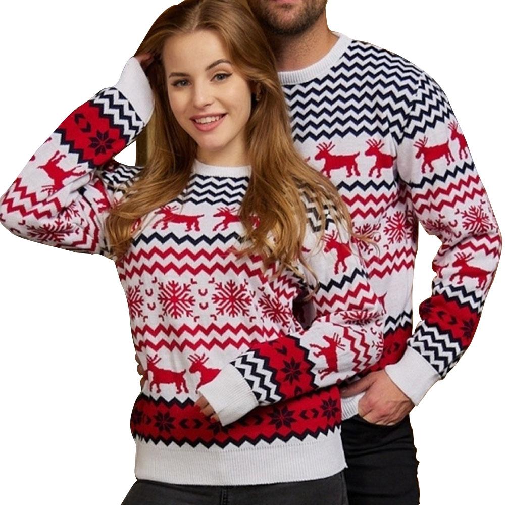 ugly women men christmas small snowflake Couple Sweater - ciclove