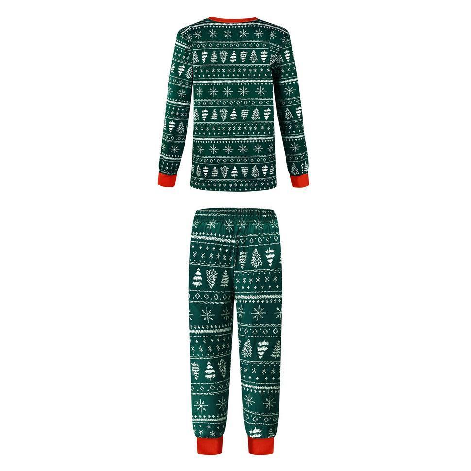 Christmas Family Matching Pajamas Green snowflake Christmas tree print Xmas Ugly Pajamas Warm Sleepwear