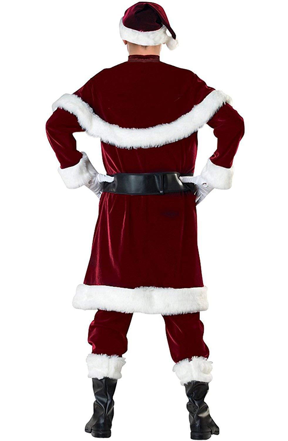 Men Women Luxurious Adult Velvet Christmas Santa Claus Costume Outfit