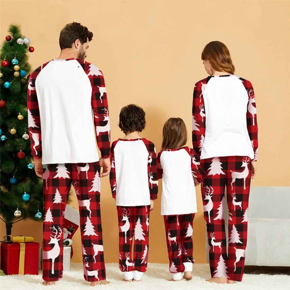 Christmas Halloween Christmas Deer Head Print Family Matching Pajamas Set