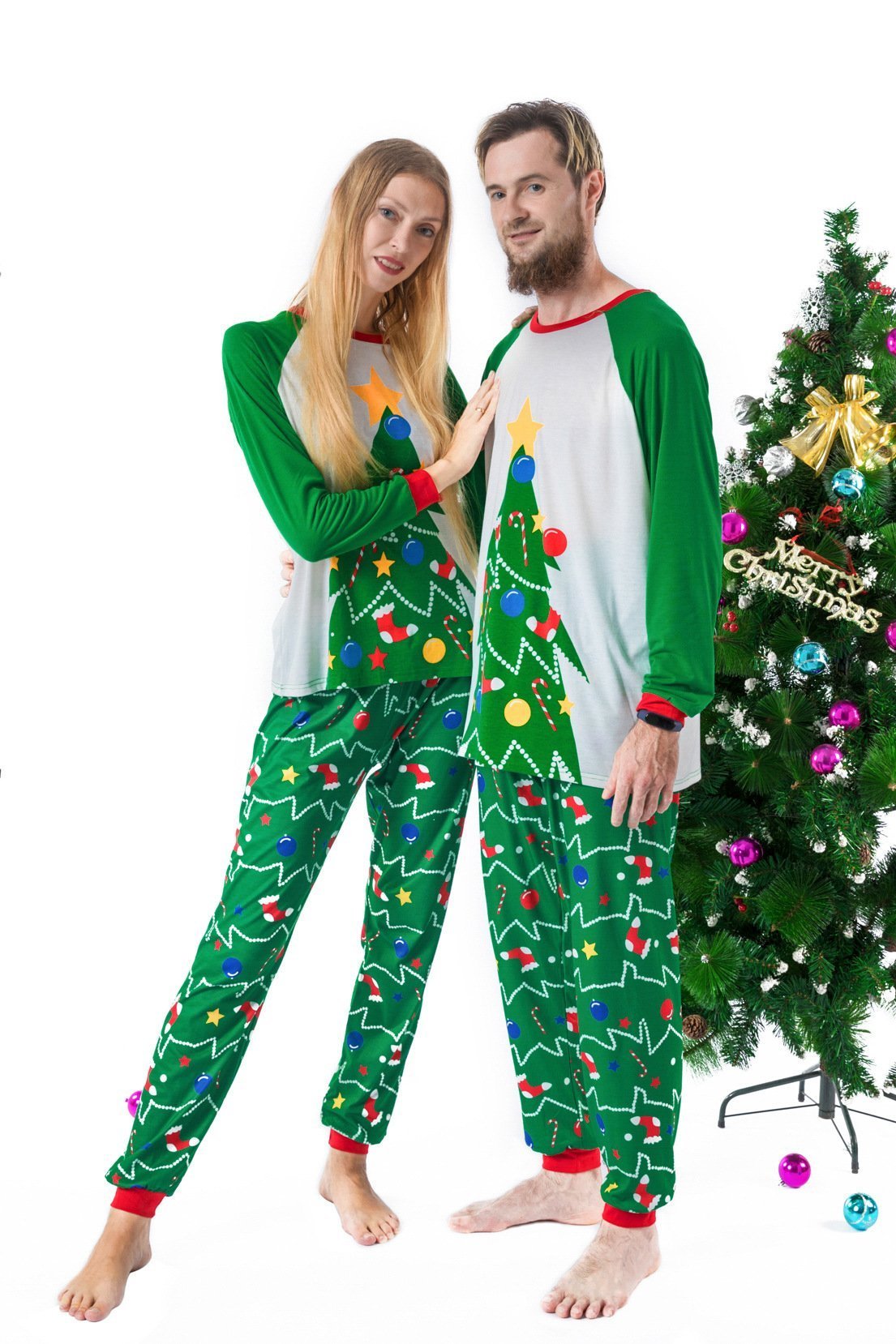 Family Matching Holiday Christmas Tree Printed Christmas Pajamas Set 2022 - ciclove