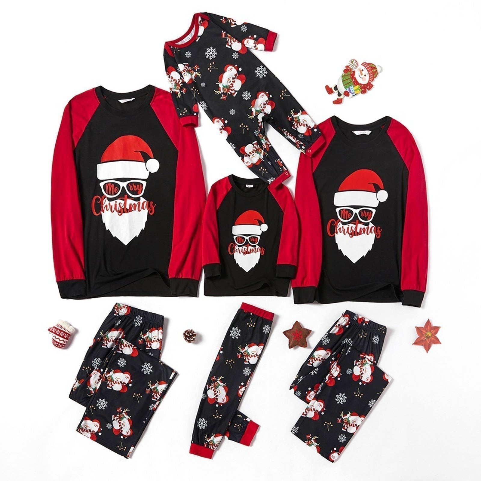 Christmas Family Matching Pajamas Set Santa Claus Snowflake Pattern Suit - ciclove