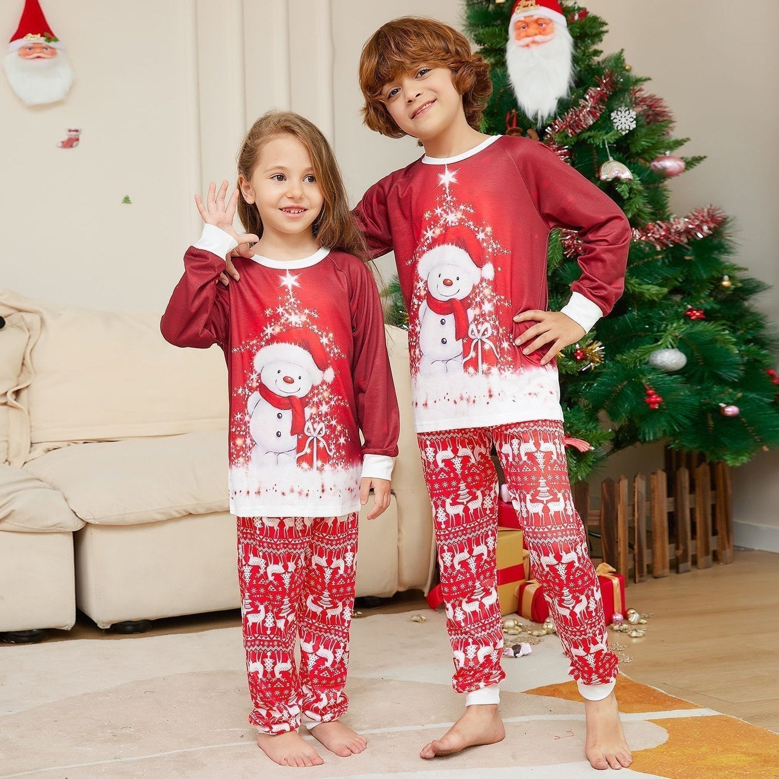 BuySnowman Scarf Print Christmas Family Couples Matching Pajamas Party Sets Now Cheaper With 3 - 5 Days Ship - PajamasBuy