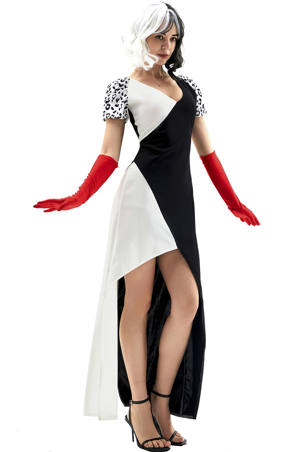 Cruella Dalmatian Dress Costume KuIra Stage Halloween