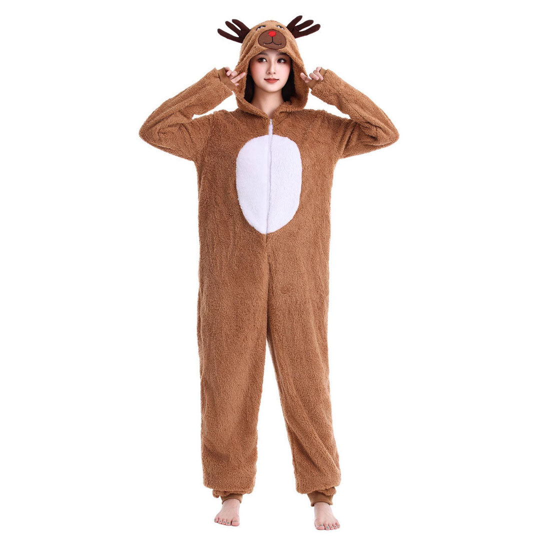 Christmas Onesie Women's Reindeer Cosplay Costume Jumpsuit Carnival Xmas Outfits