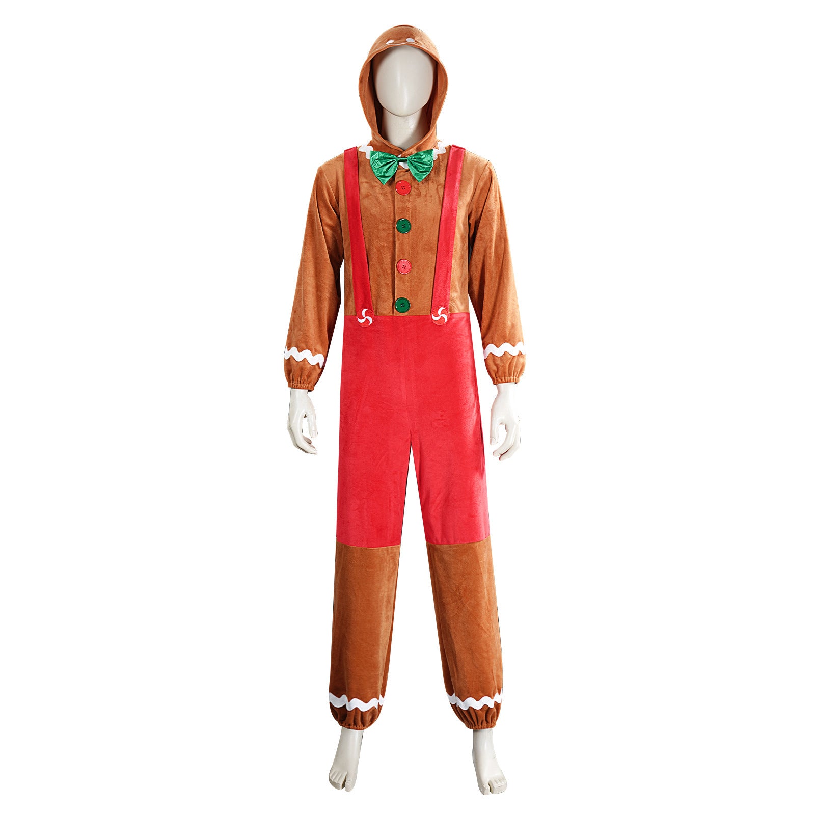 Christmas Adult Gingerbread Man Jumpsuit Costume Cosplay Xmas Outfit