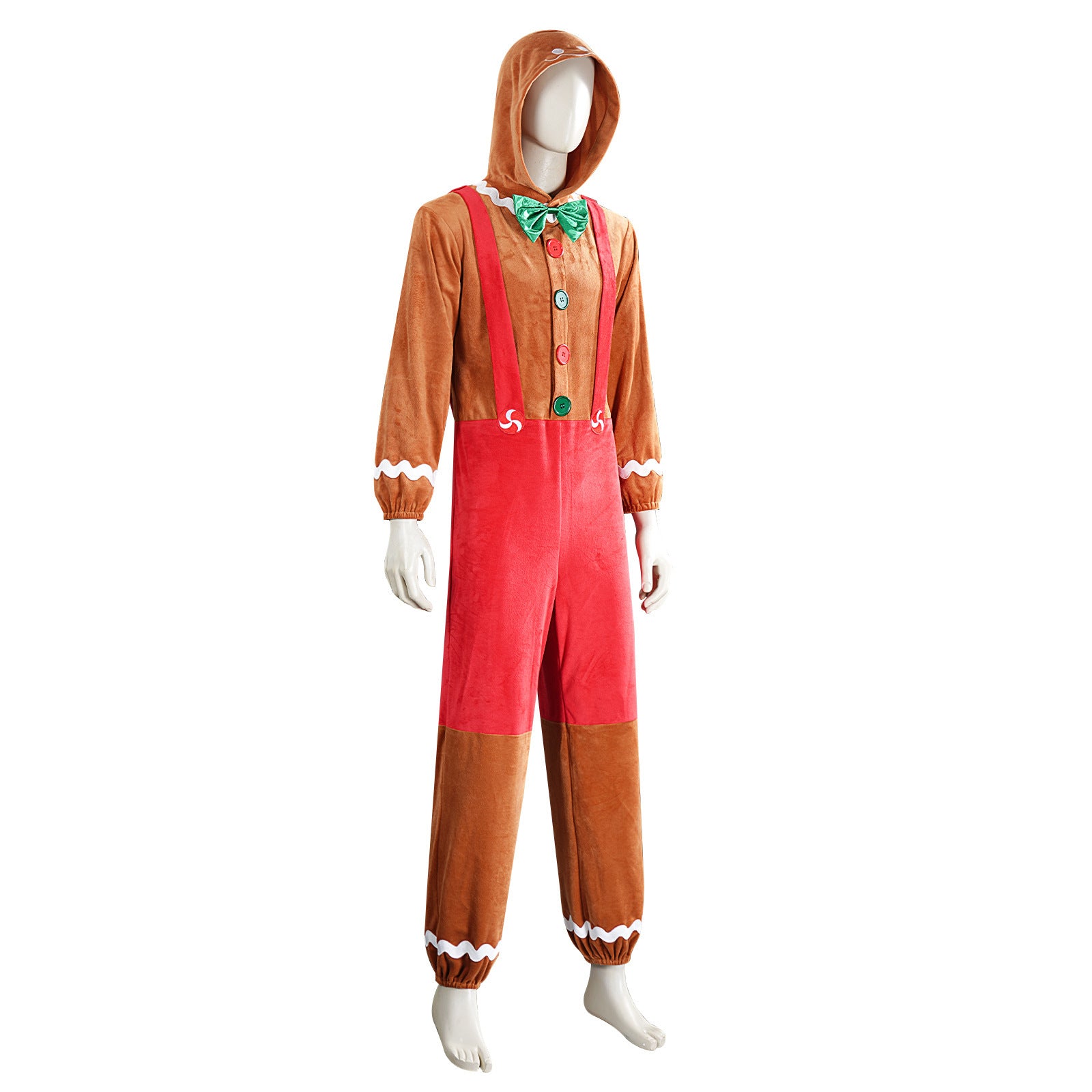Christmas Adult Gingerbread Man Jumpsuit Costume Cosplay Xmas Outfit