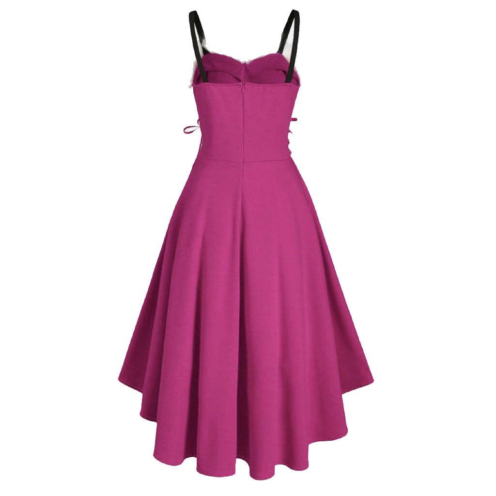 Womens Asymmetric Sleeveless Red Midi Merry Christmas Dress Costumes