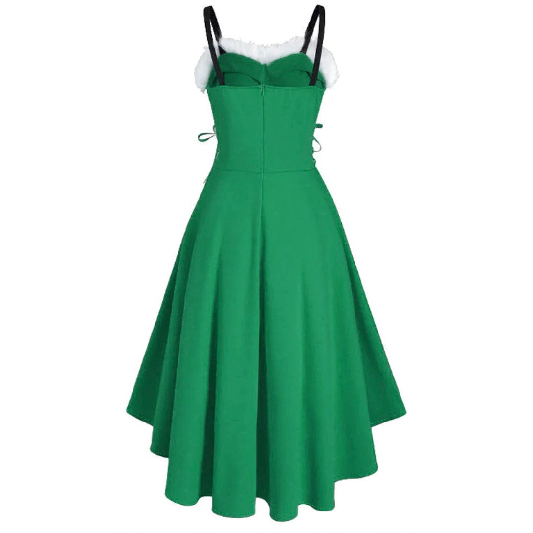 Womens Asymmetric Sleeveless Red Midi Merry Christmas Dress Costumes