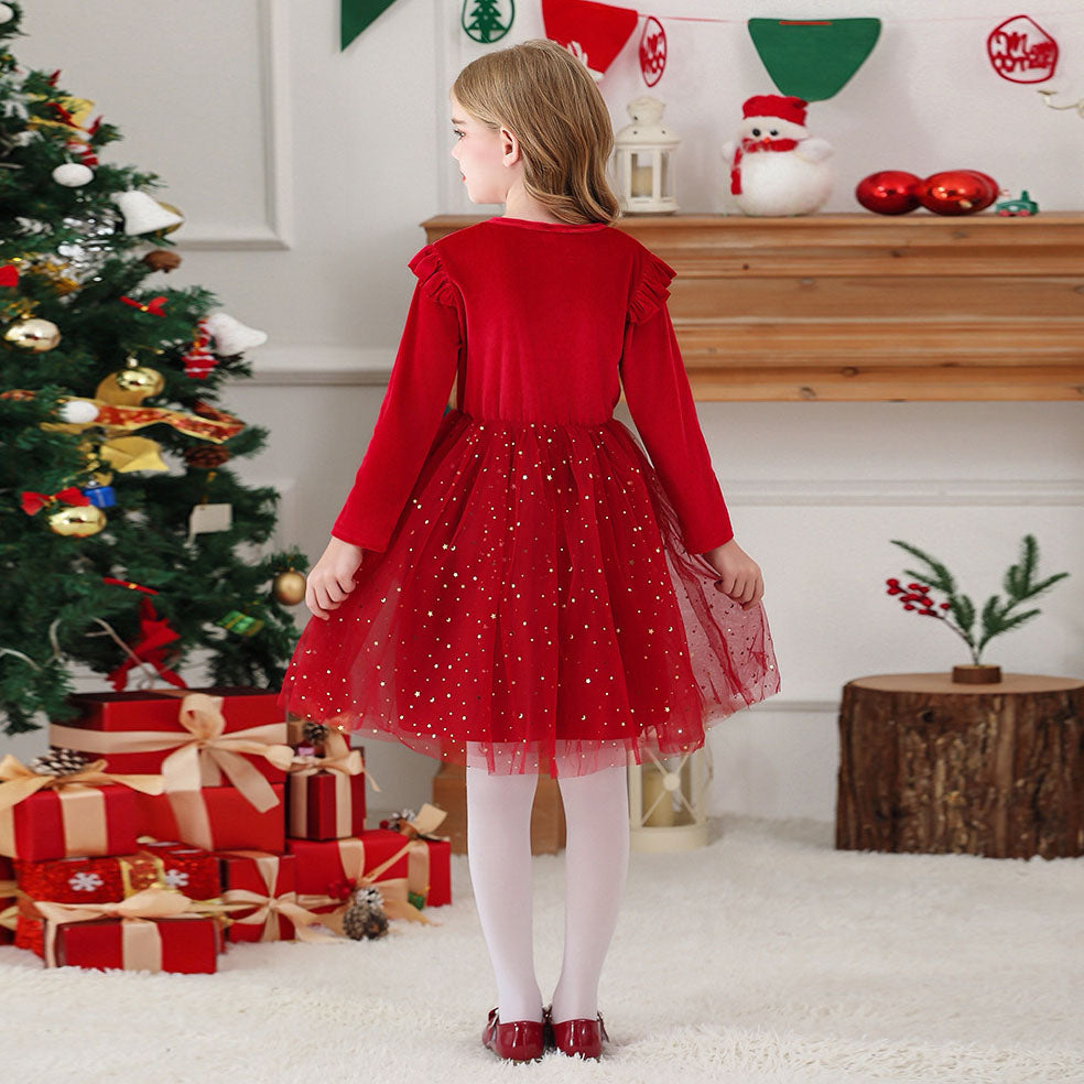 Girls Sweater Dress Autumn And Winter New Bow Christmas Costumes